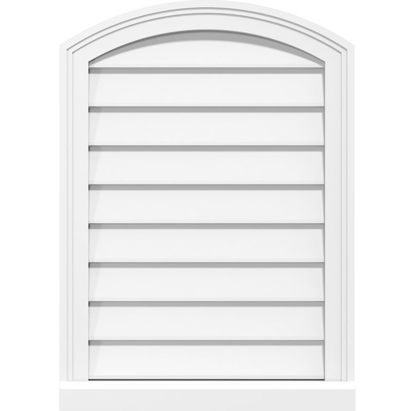 Arch Top Surface Mount Non-Functional Brickmould Sill Frame PVC Gable Vent, 20" H x 34" W