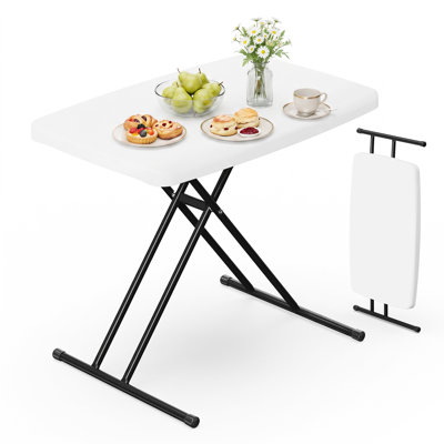 30 Inch Folding Table, Adjustable Height TV Tray for Small Spaces, Heavy Duty Foldable Utility Table for Laptop, Dining, Camping, No Assembly, 200 lbs Capacity
