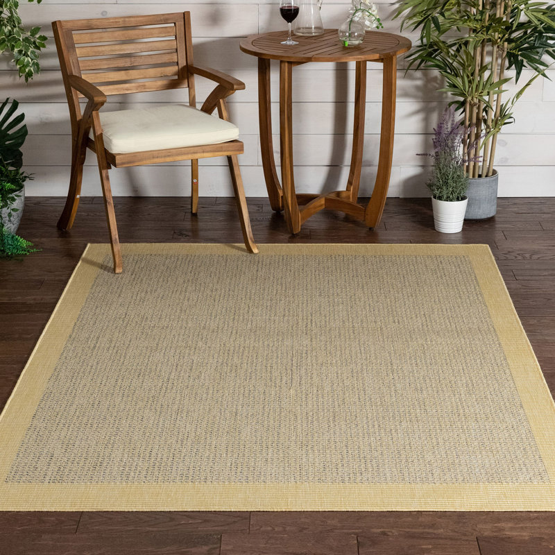 Tapis jaune tissé à plat Marshanna Odin, Rectangle 5 pi 3 po x 7 pi 3 po