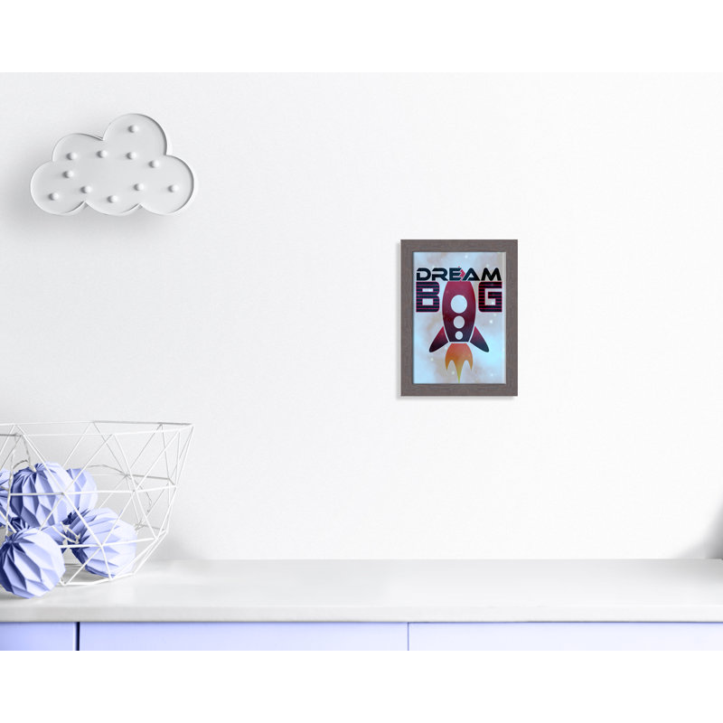 Grande surface de rêve, 14" H x 10" W x 0.63" D, Encadrement fil du bois gris