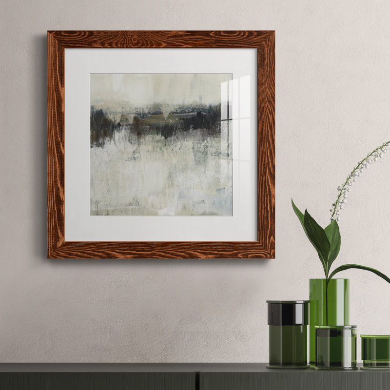 «Neutral Horizon Line I», reproduction encadrée de qualité supérieure - prête à être accrochée, Papier encadré érable, Blanc