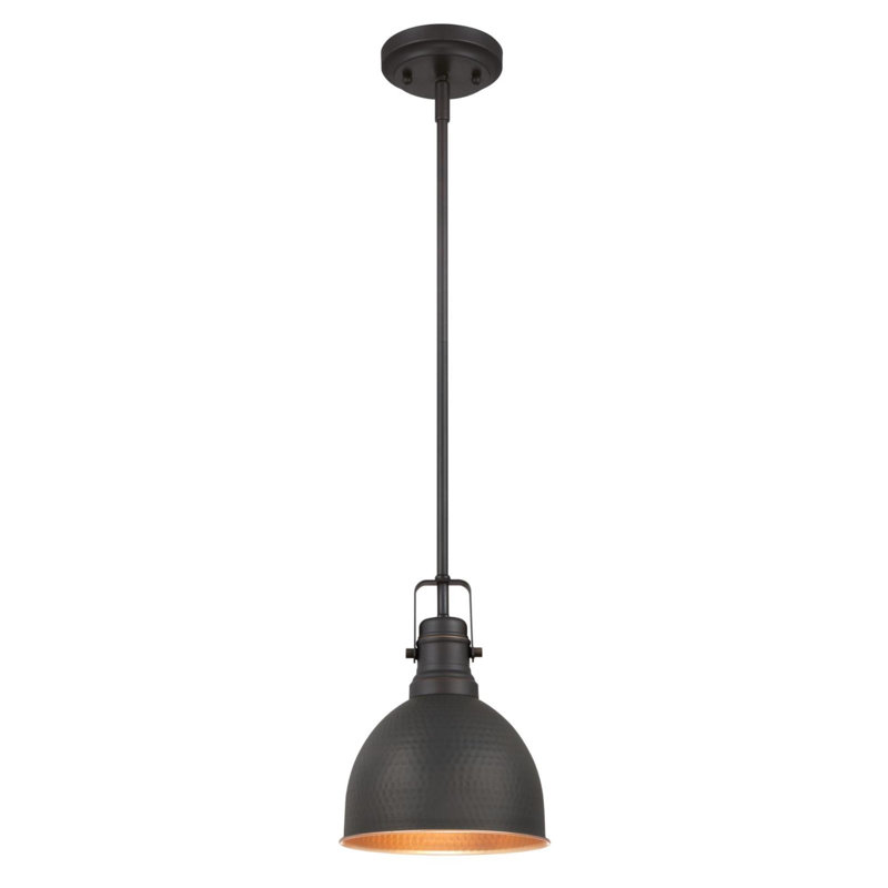 Luminaire suspendu en forme de cloche à 1 lumière Basso, Bronze huilé