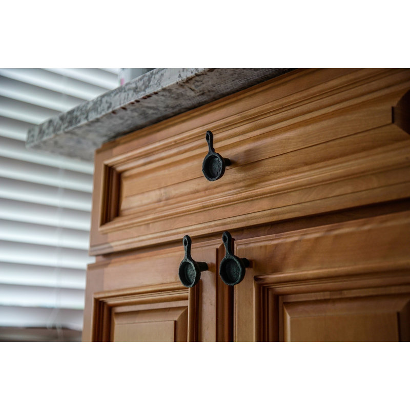 Set of 6 Black Cast Iron Skillet Drawer Pulls