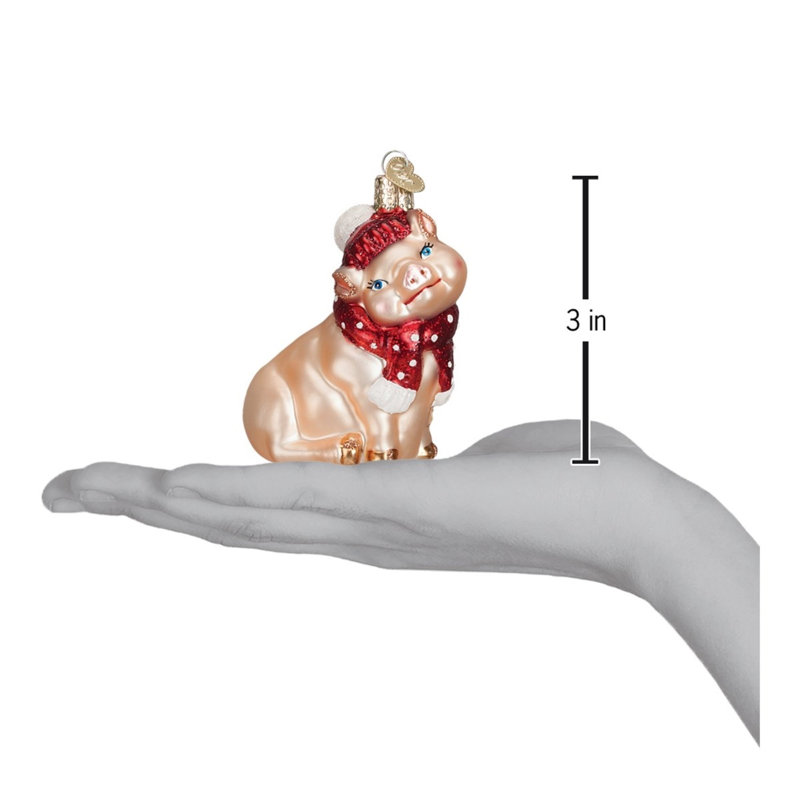 Ornement de Noël en verre soufflé Old World pour arbre de Noël, cochon enneigé