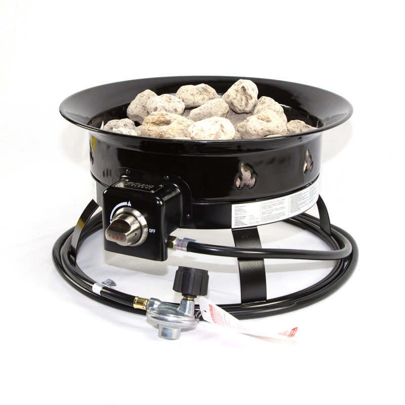 Portable Black Gas Fire Pit with Adjustable Heat