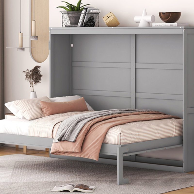 Lit escamotable double pleine grandeur, Double, Gris