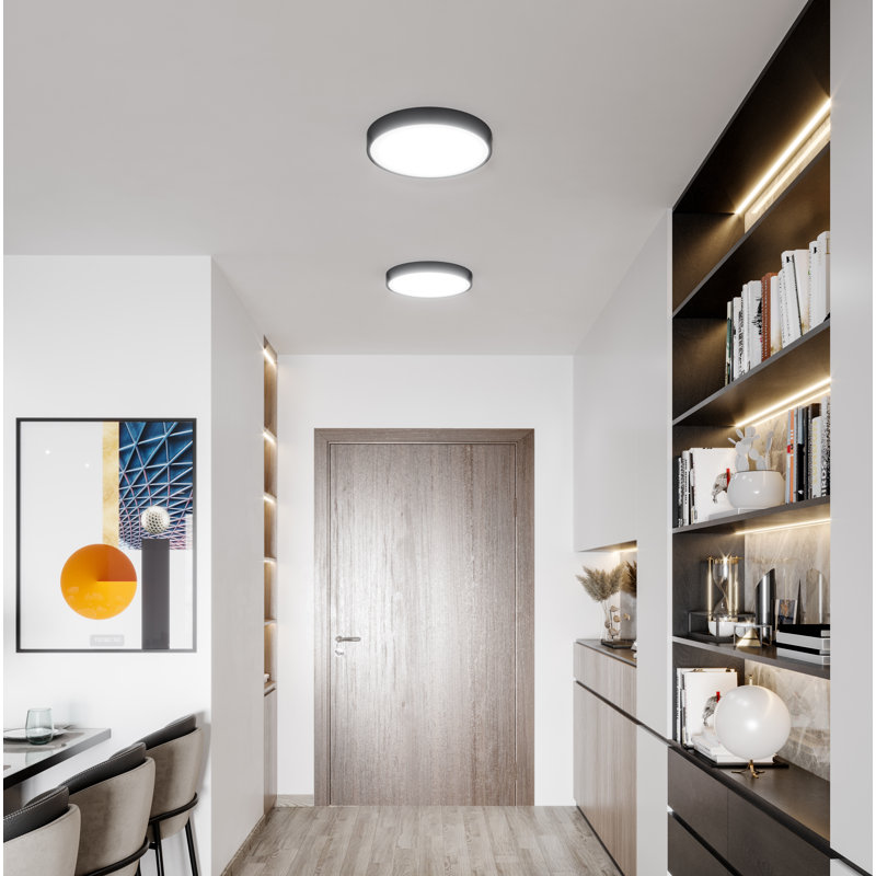 Plafonnier encastré 1 lumière Orland, Noir mat, H 2 po x l 15 po x P 15 po
