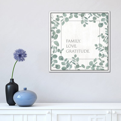 Family Love Gratitude Eucalyptus by Kate Sherrill - Print on Canvas