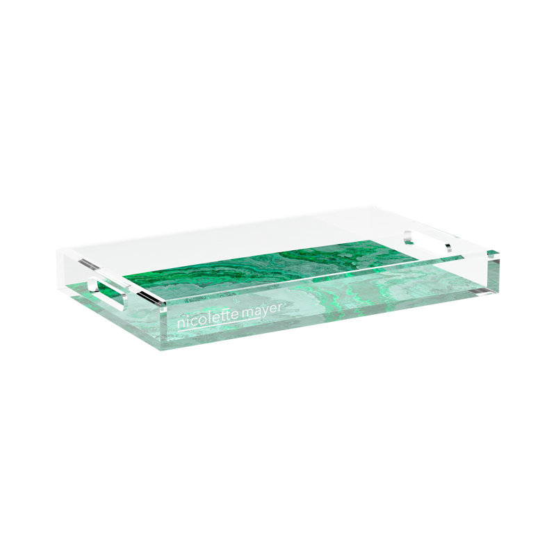 Agate Malachite Acrylic Rectangle Decorative Tray, 17"W x 10.5"D x 2"H