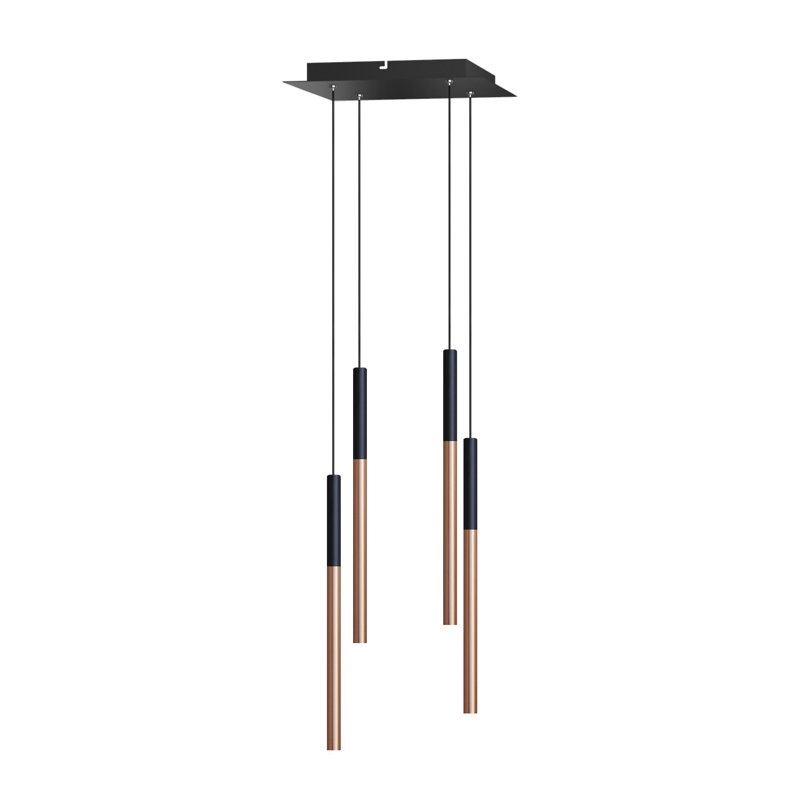 Baileyton 4 - Light Cluster Pendant, Black Top / Brushed Copper
