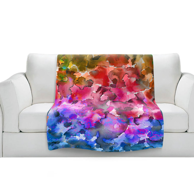 Couverture sherpa doux couleur florale iv, l 68 po x L 80 po