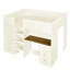Lit mezzanine double en bois avec garde-robe intégrée, bureau, tablettes et tiroirs de rangement, beige-2042691586