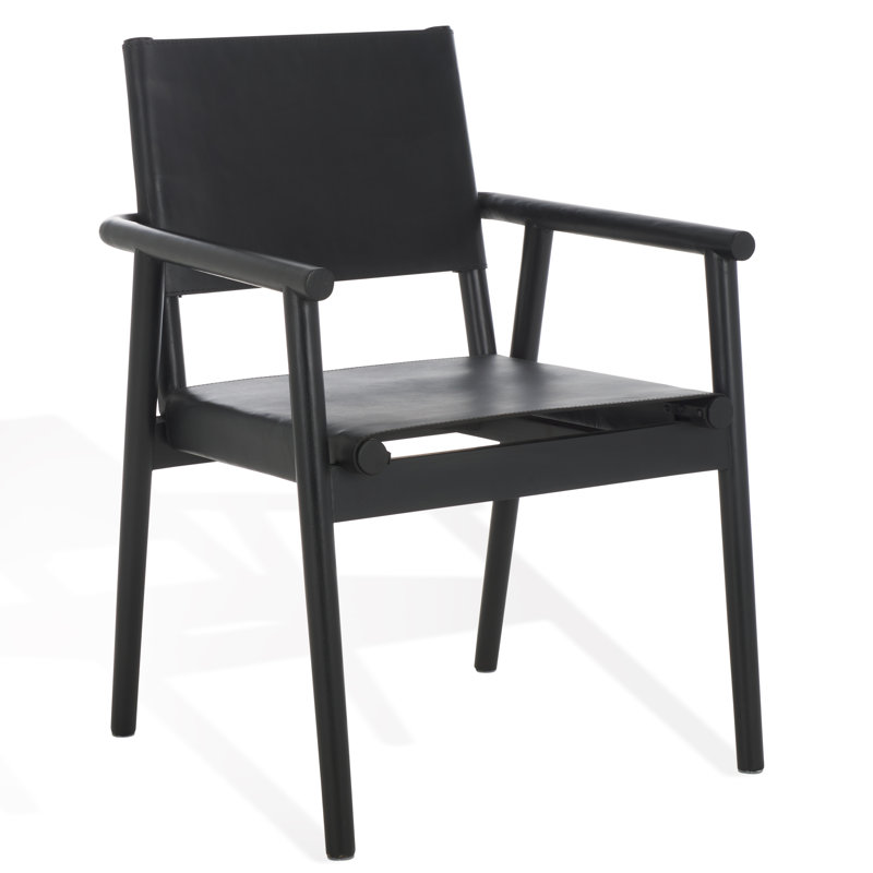 Hutson Leather Upholstered Dining Arm Chair, Black