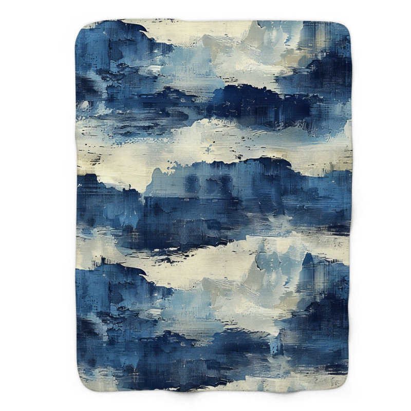 Blue Dashes - 1 Piece Premium Blanket, Queen