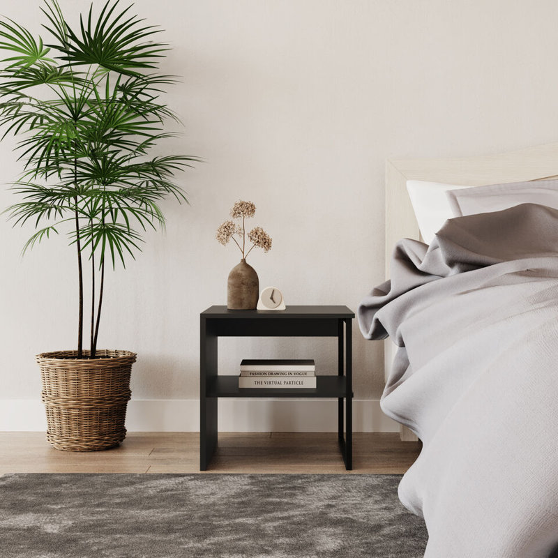 Rahki 40cm W Steel Bedside Table, Set of 2, Black