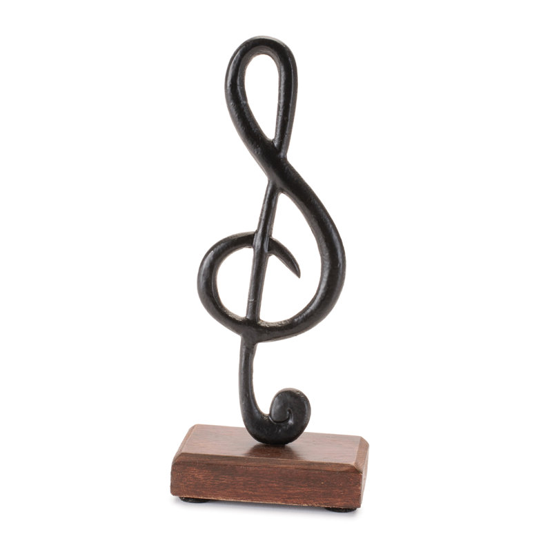 Note de musique en métal sur base en bois (ensemble de 3)