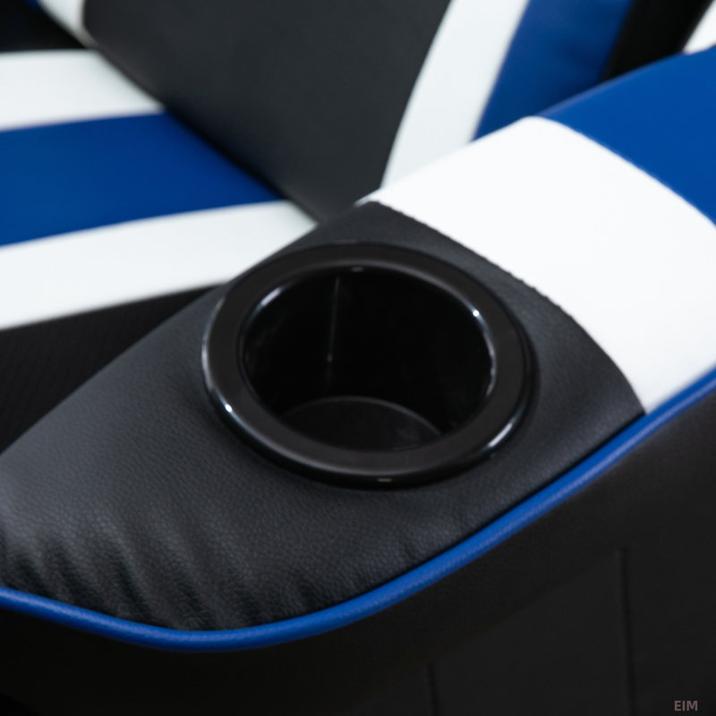 Fauteuil de jeu, fauteuil inclinable de course avec support lombaire, repose-pieds et porte-gobelet