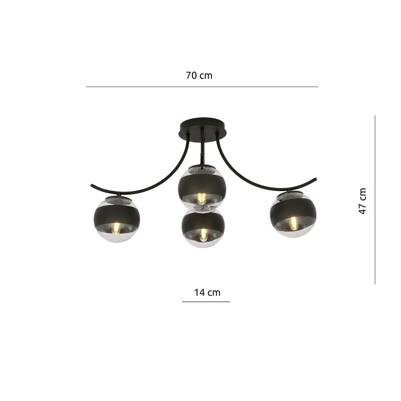 Johntai 4 - Light Sputnik Chandelier, Transparent/Black