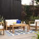Kamran Rectangle Geometric Machine Woven Polypropylene Indoor / Outdoor Area Rug in Navy Blue/Beige/Green