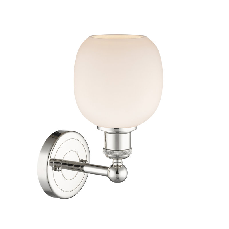 Applique murale à bras en acier 1 lumière Cheraw, Blanc mat, Nickel poli