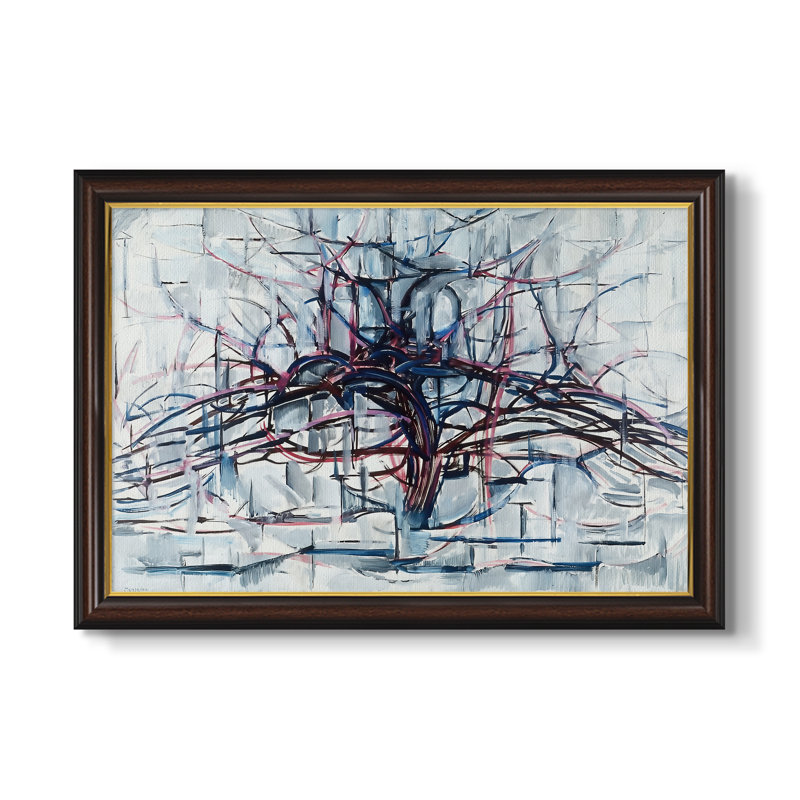 Arbre horizontal, 1912 - Piet Mondrian - Toile encadrée sur mesure, 16x22 INNER SIZE, Framed Canvas, Walnut Gold Lip
