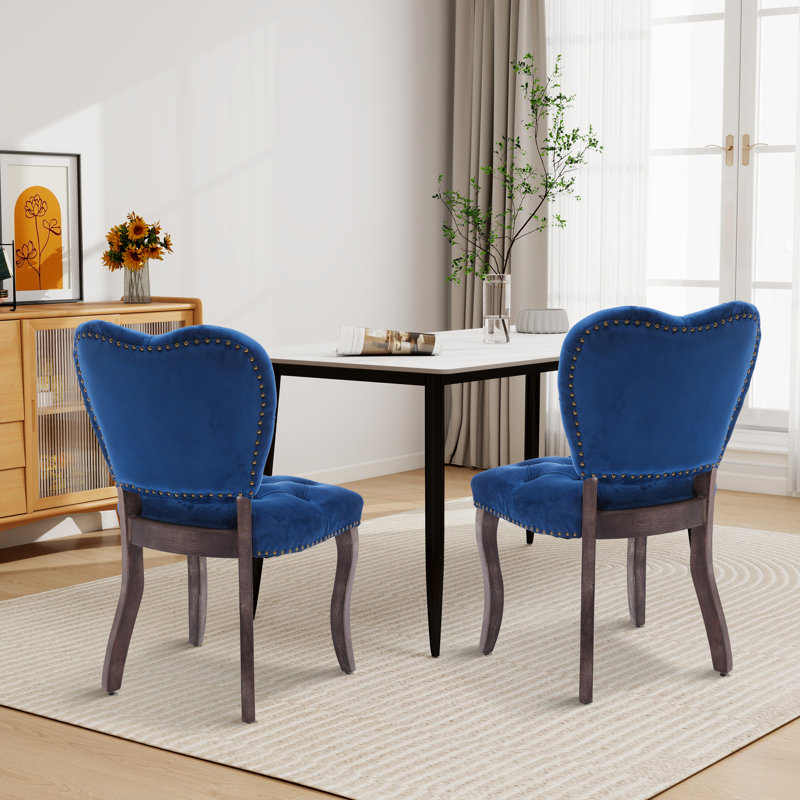 Chaise d'appoint capitonnée (ensemble de 2), Bleu