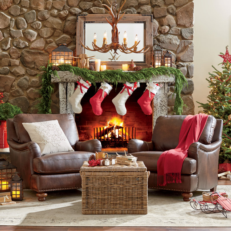 North Adams 20" H Linen Stocking , Red