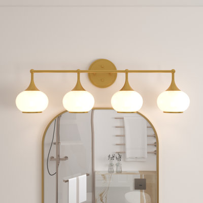 Dimmable Bathroom Wall Light with White Glass Shades