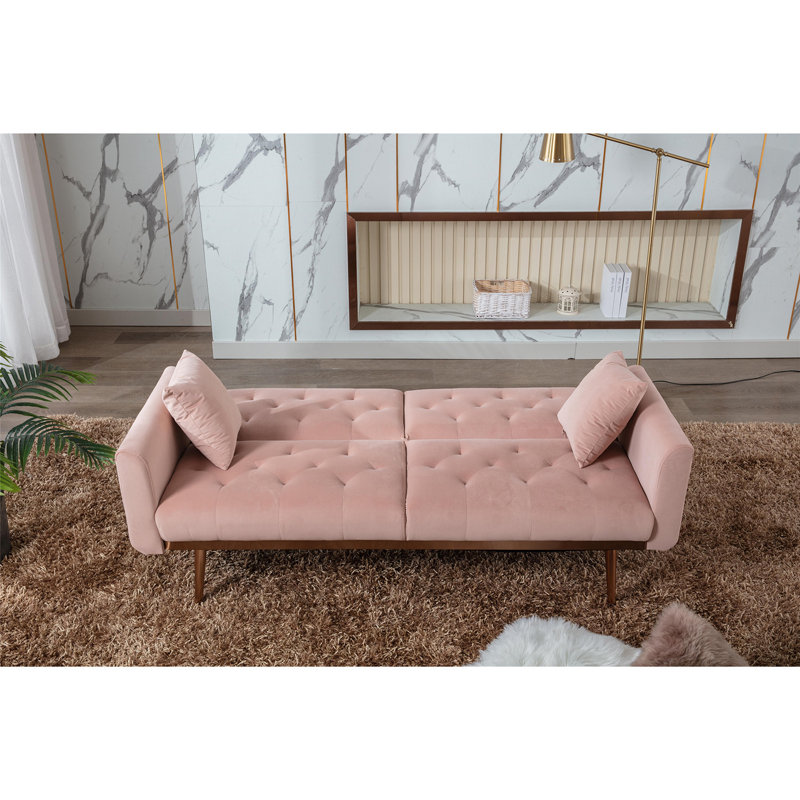 Canapé en velours à accoudoirs carrés de 68,1 po Barsha, Rose