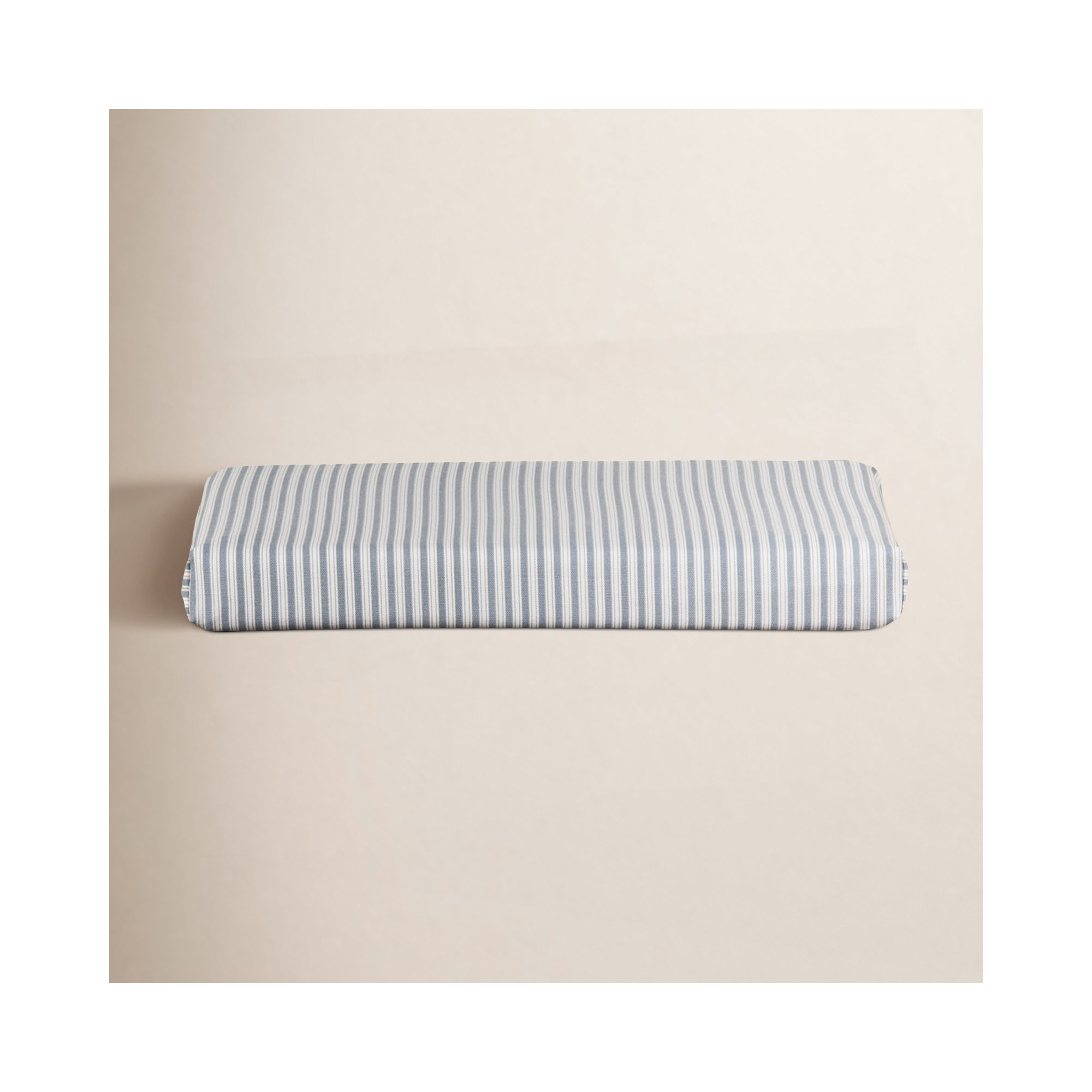 Birch Lane Polo Stripe 2" Dining Chair Seat Pad with Ties, Light Blue/White