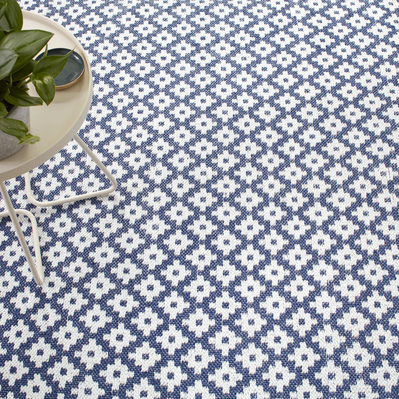 Samode Navy Handwoven Indoor/Outdoor Rug, Rectangle 2' x 3'