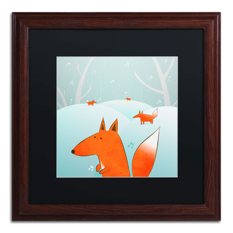 "winter foxes" par carla martell, art encadré, Noir, H 16 po x l 16 po