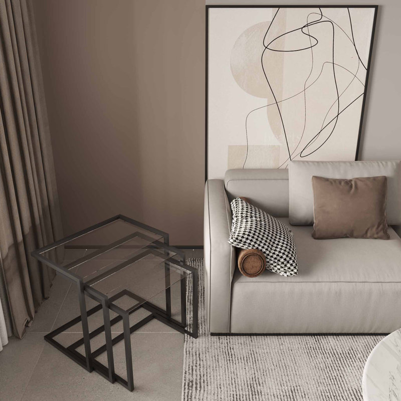 Micaya Glass Top Nesting Tables