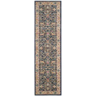 Christa Oriental Cream/Navy/Orange Area Rug