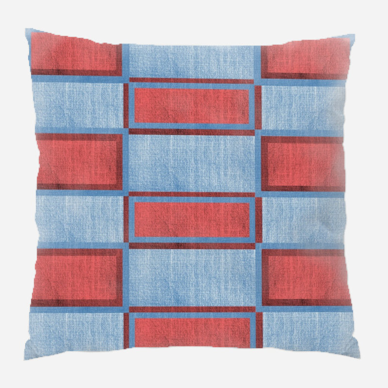 Denim Geometric Microsuede Reversible Throw Pillow