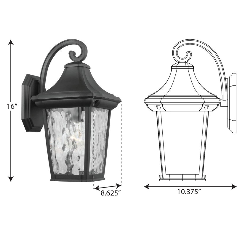 Lanterne murale d'extérieur en verre Bertold, H 16 po x l 8,63 po x P 10,38 po