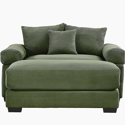 Canapé modulaire surdimensionné de 54,3 po Cloud, accoudoirs très épais en velours côtelé, repose-pieds avec repose-pieds, conception ergonomique, assemblage facile pour les chambres à coucher, vert