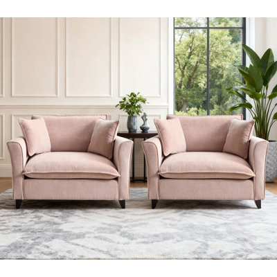 Fauteuil d'appoint surdimensionné de 47 po de large avec siège profond et coussin de taille (ensemble de 2)