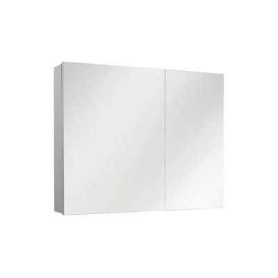 Recessed or Surface Mount Frameless Aluminum Medicine Cabinet With Mirror and Adjustable Glass Shelves