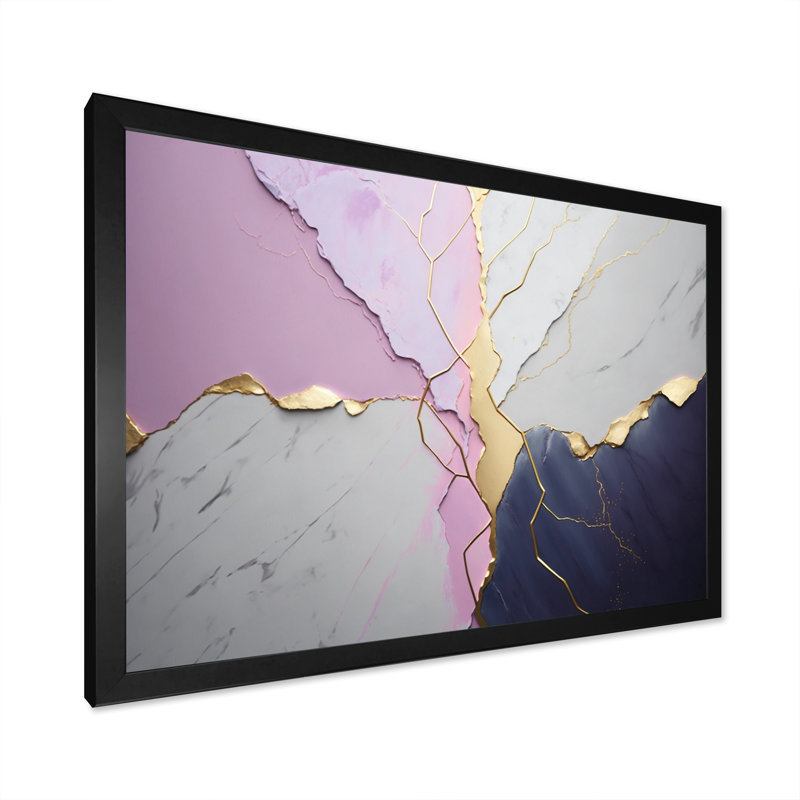 «Abstract Geode Pink IV», reproduction sur toile, Impression noire sur toile encadrée, L 20 po x H 12 po