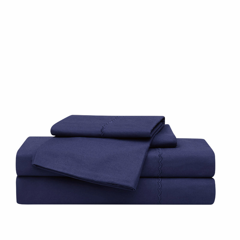 Ensemble de draps Ocean Percale, Ensemble de draps pour très grand lit divisé ave, Bleu marine