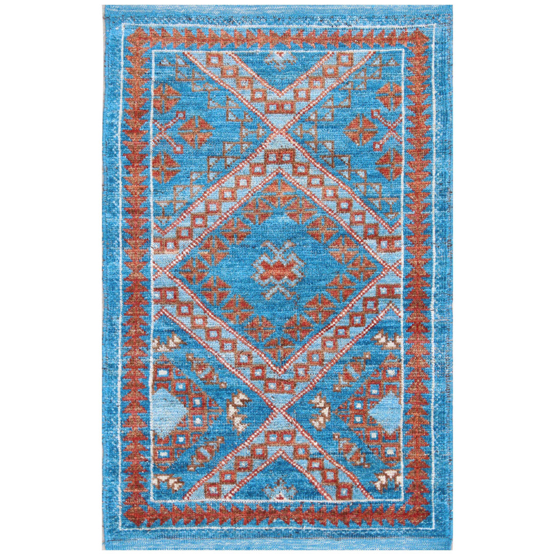 Geometric Hand Knotted 89cm X 153cm Area Rug