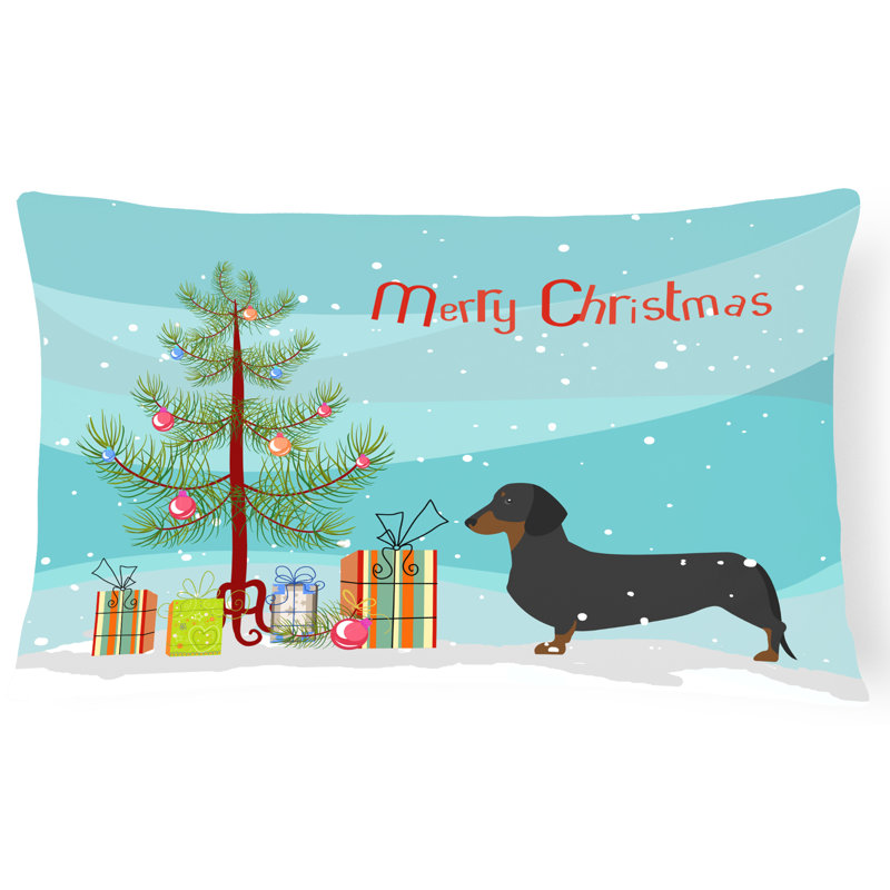 Multicolor Embroidered Christmas Canvas Fabric Decorative Pillow, 12" x 16"