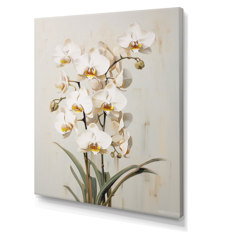 Orchidées beiges tranquillité IV, Toile tendue, H 32 po x l 24 po x P 1 po