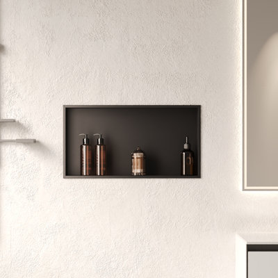 25" W x 13" H Rust-Resistant Shower Niche with Anti-Pooling Drainage, Single Shelf Recessed in Wall,Matte Black
