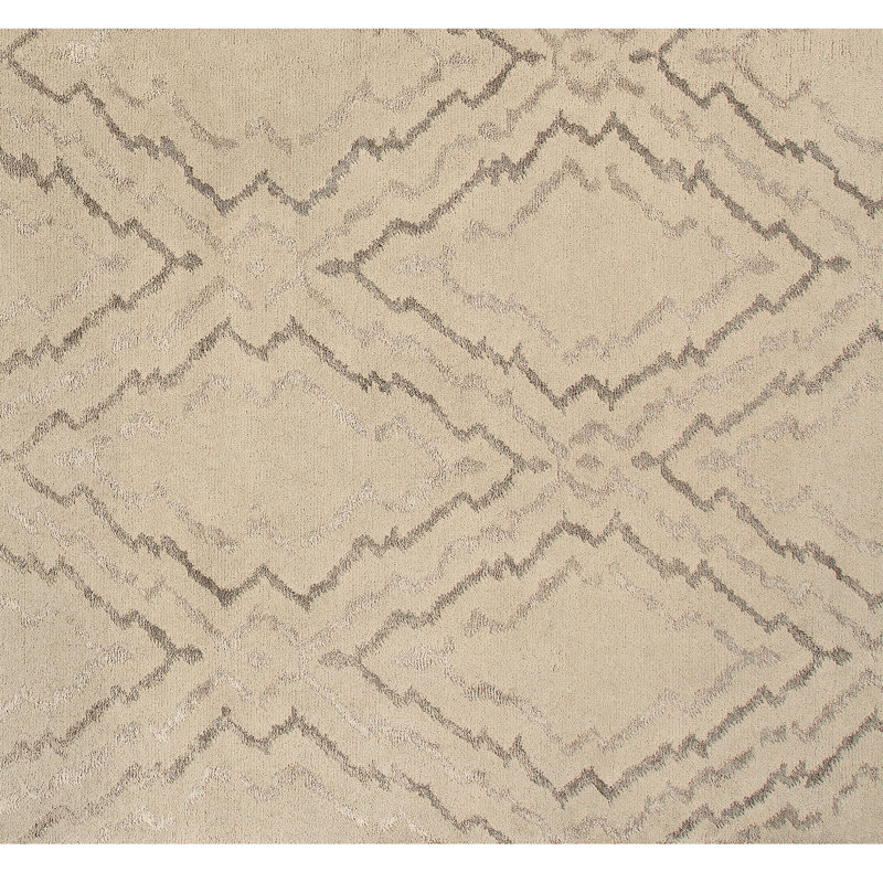 Geometric Area Rug in Light Brown/Cream, Rectangle 6' x 9'