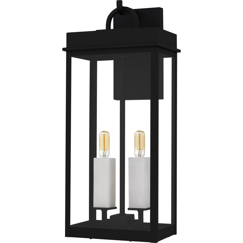 Carmen Matte Black Outdoor Wall Lantern, 2 Lights, 22" H x 9.5" W x 7.5" D