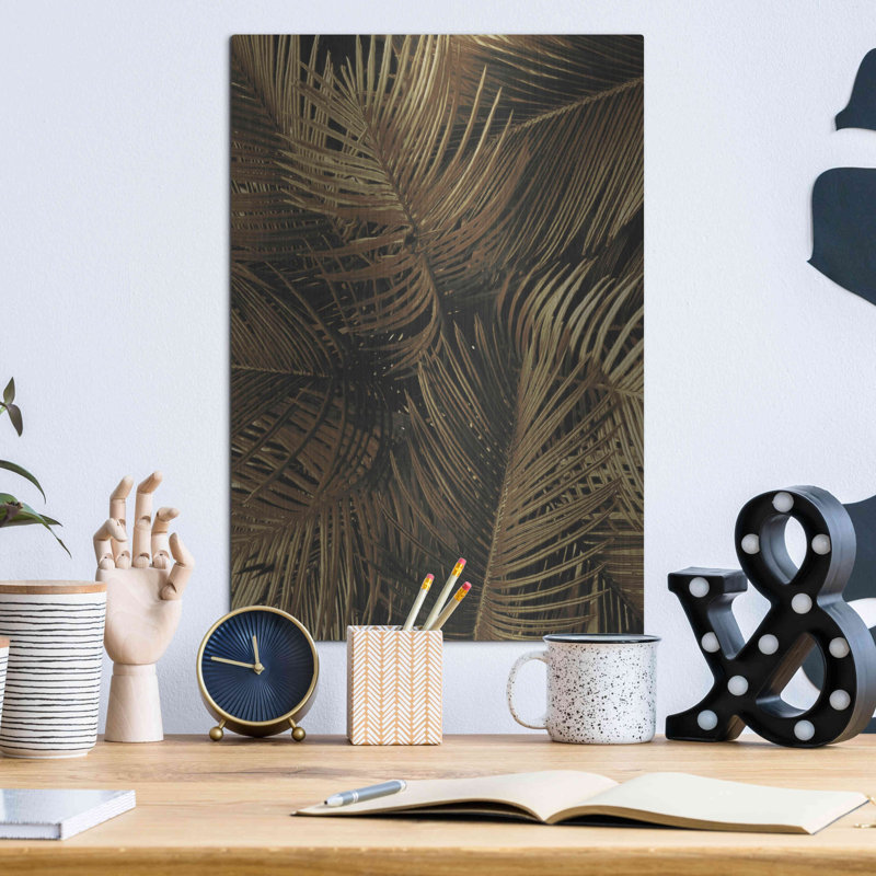 «Golden Palm 2» par Design Fabrikken, art mural en métal, H 16 po x l 12 po