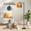 Lampadaire arqué, motif coucher de soleil sur prairie fleurie, collines vallonnées, 159 cm de haut, lampe sur pied moderne, abat-jour tambour en lin, 3 températures de couleur, télécommande et interrupteur au pied, idéal pour le salon, la chambre ou un coin lecture.-1653178310-1653178311
