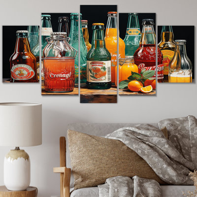 Pop Art 1950S Cocktail Emotion III - Food & Beverage Wall Art Living Room - 5 Panels